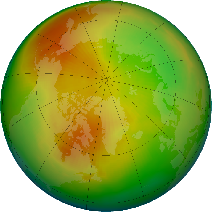 Arctic ozone map for March 1992
